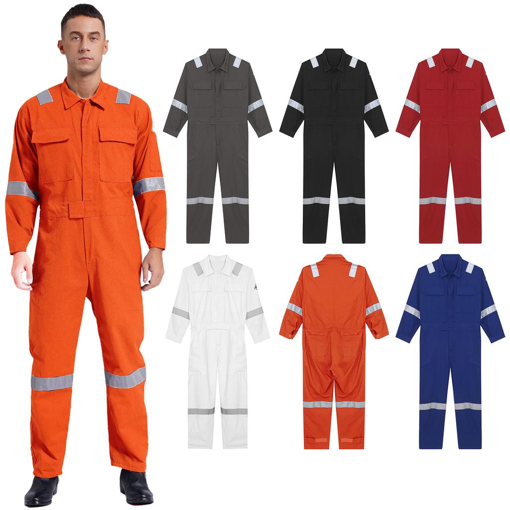 Mens Unisex Cotton Work Overalls One-piece Jumpsuit Dustproof Workshop Uniforms Dungarees Multi-pocket Coveralls Work Wear