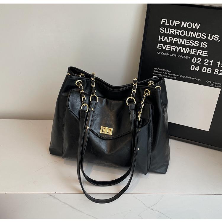 Винтажная сумка-тоут большой вместимости, сумка под мышкой, женская сумка, новая осенне-зимняя сумка через плечо на цепочке