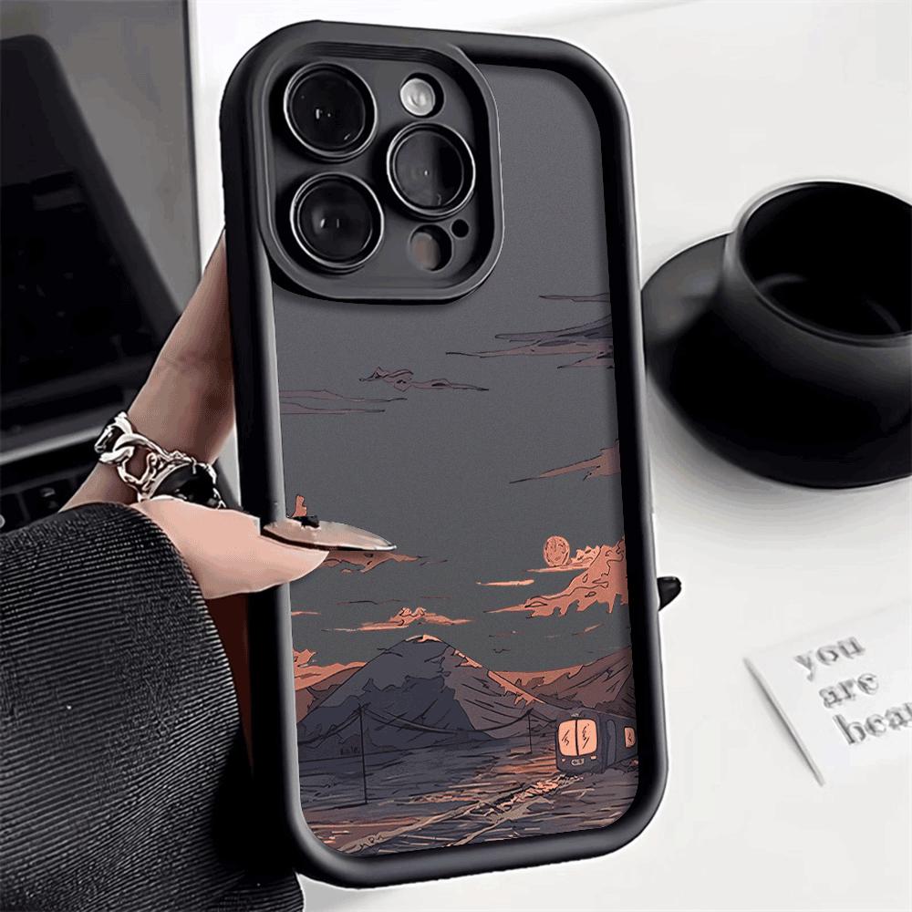 Чехол для телефона iPhone 16 15 14 13 12 11 Pro Max XS XR X Plus 12 13 Mini Чехол Пейзаж Гора Облако Силиконовый Ударопрочный Чехол