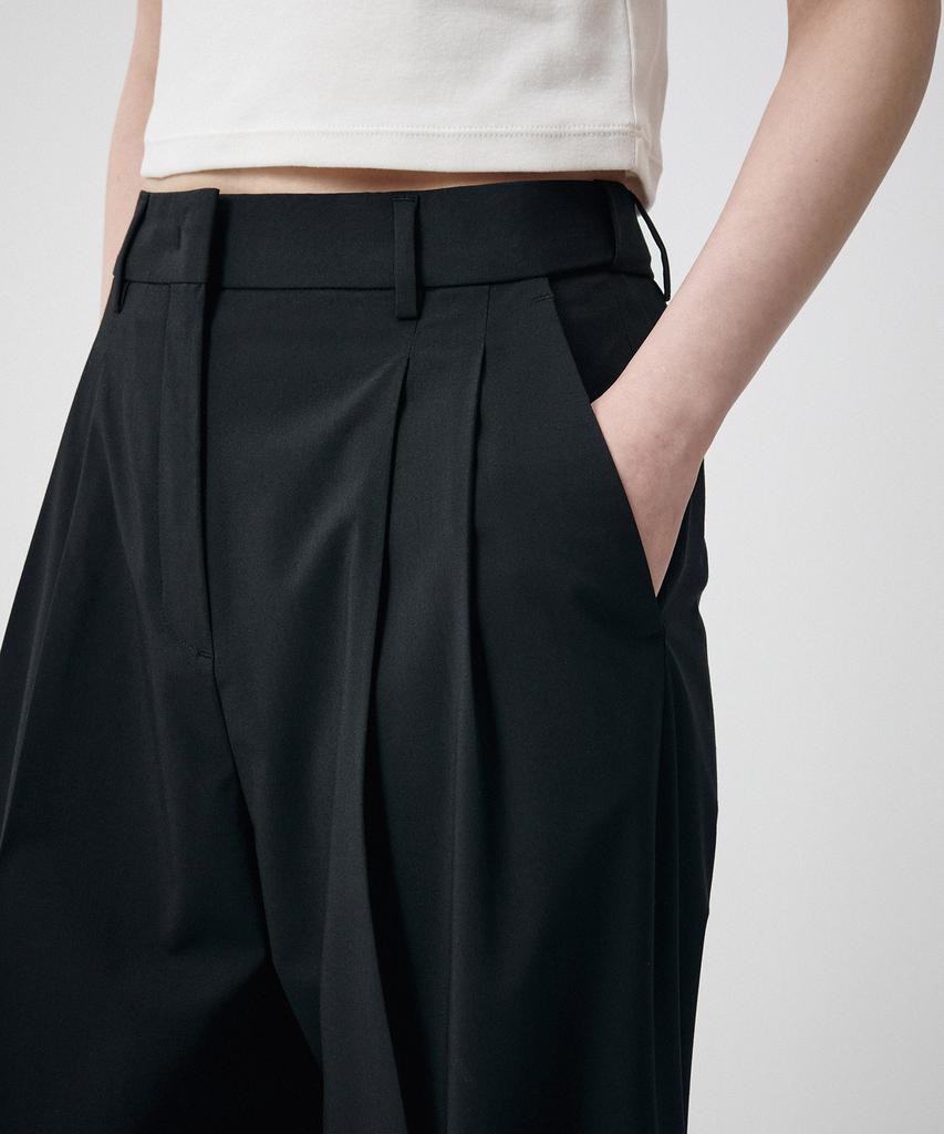 MUSINSA STANDARD WOMAN [Cooltandard] Women'S Semi-Balloon Hidden Banding Slacks [Black]