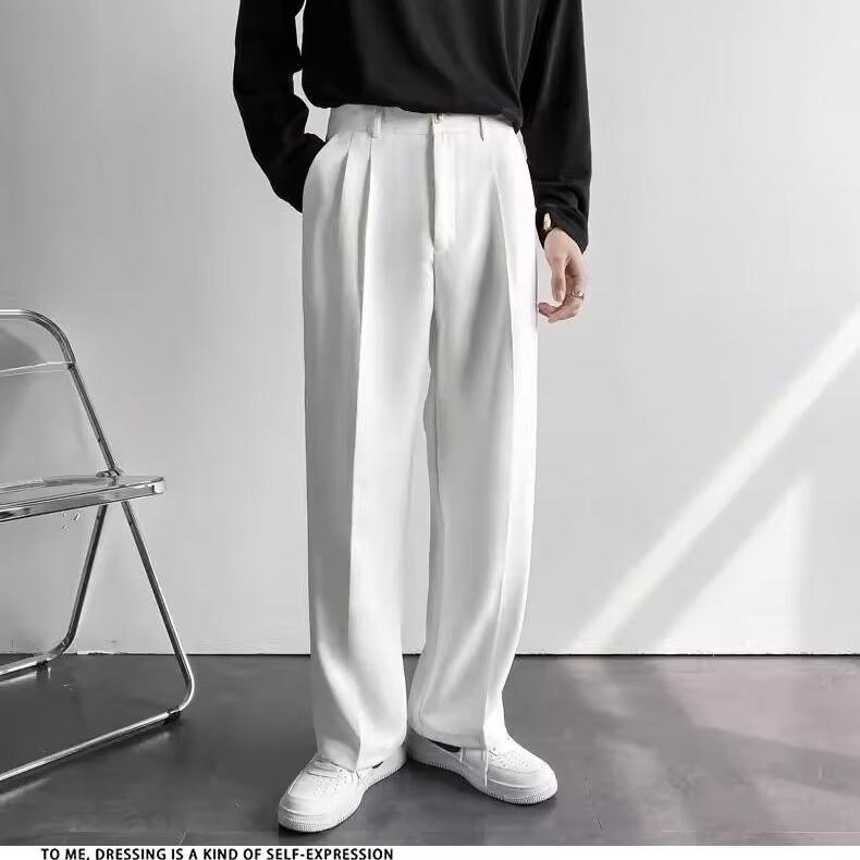 Men's Spring Light Luxury Black Wide-Leg Casual Trousers