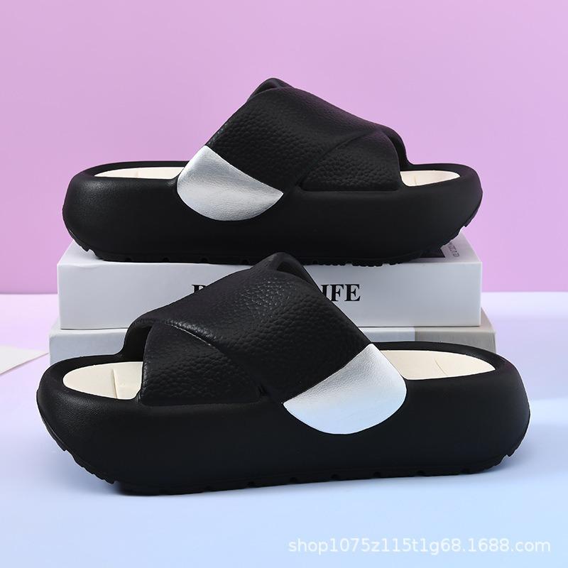 Slippers Women's New Fashionable Thick Bottom Heightening Outer Wear Sandals Comfortable Muffin Bottom Non-slip One-word Indoor Home Mops