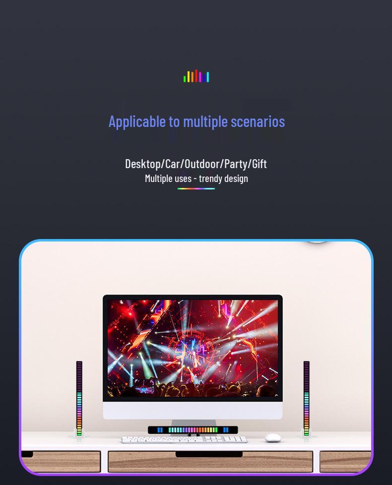 RGB светодиодная подсветка, синхронизированная со звуком: Модный Цветной Светодиод для Создания Музыкальной Атмосферы в Автомобиле или на Столе со Звуковым Сенсором