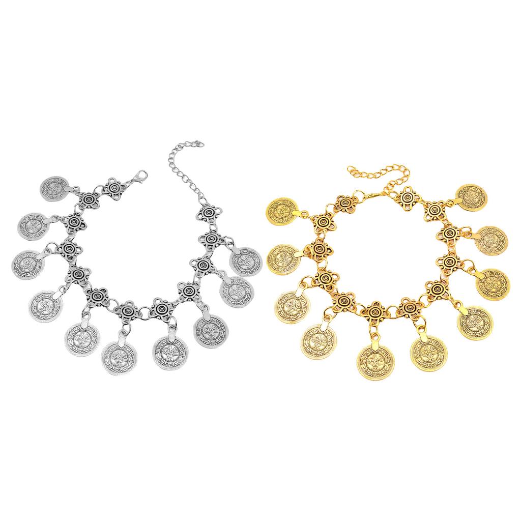 Этническая племенная монета кисточки браслет на лодыжку цепь для женщин цепочка на ногу с регулируемой длиной аксессуары для пляжа и танцев