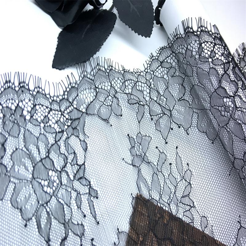 ( 2 Colors ) Chantilly Lace, 3m x 17.5cm, Non-stretch Eyelash Mesh Lace Trim for Lingerie, Bra, Underwear, Lingerie, Dress, Garment, Sewing & Crafting