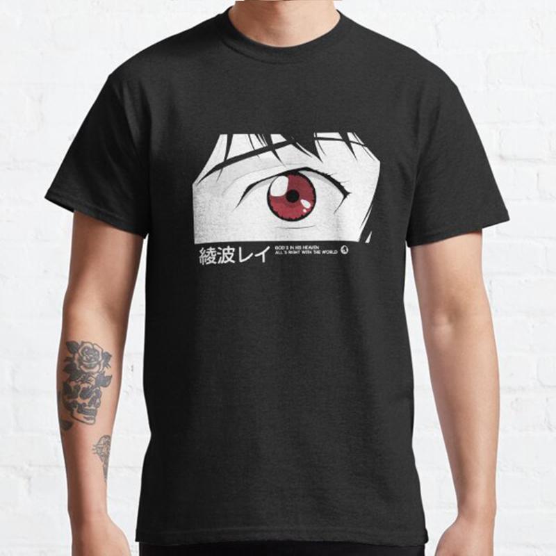 Летняя мужская мода повседневные рубашки с короткими рукавами Neon Genesis Evangelion черные футболки большие футболки