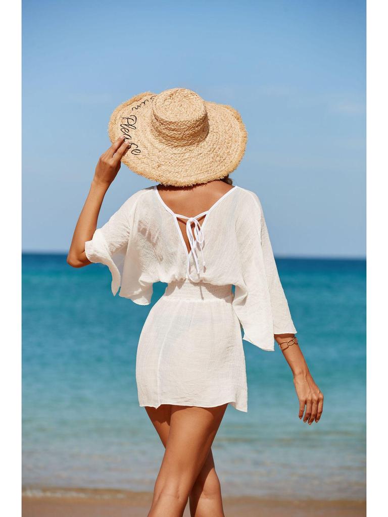 Сексуальное мини-платье без спины, однотонное, солнцезащитное, пляжное