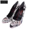 Maleficent Cruella Patent Leather Heeled Pumps for Women, White and Black, Size 22 1/2 Shoes 22.5 White / blackUsed