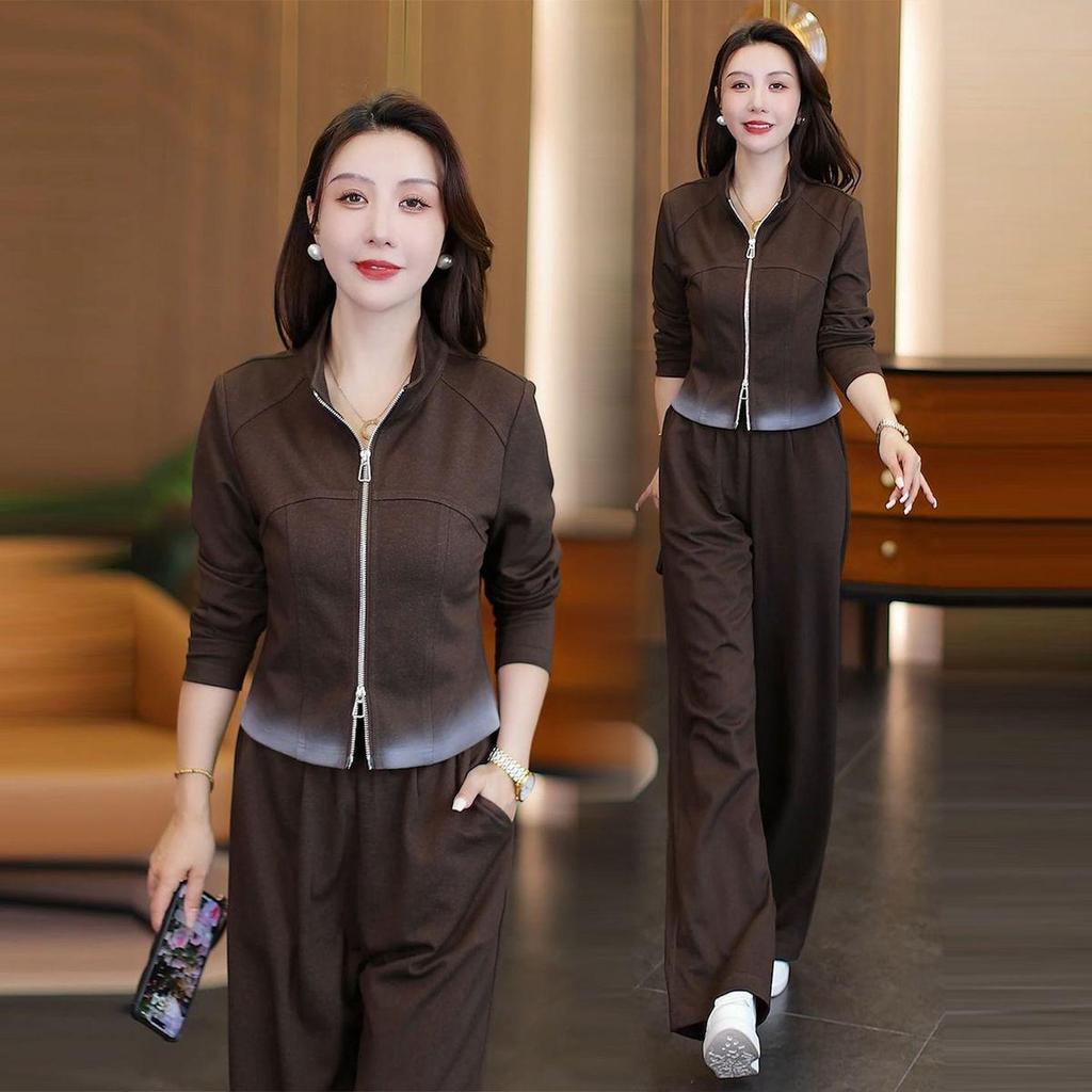 Весна/Осень 2025 Спортивный костюм для похудения для женщин среднего возраста: Слегка зрелый стиль, комплект из двух вещей