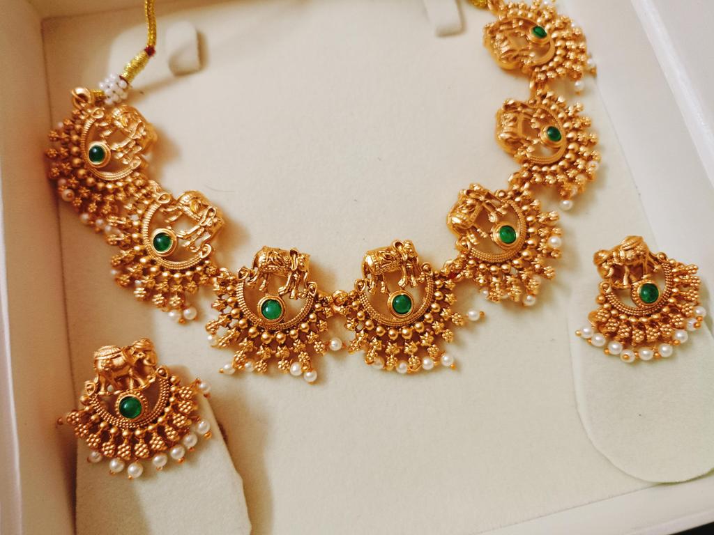 Болливудские позолоченные традиционные южноиндийские храмовые свадебные украшения/комплект украшений