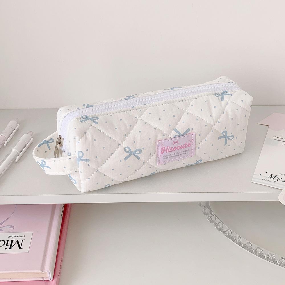 Large Capacity Pen Bag Polka Dot Pencil Pouch Multi Function Stationery Bag Gift