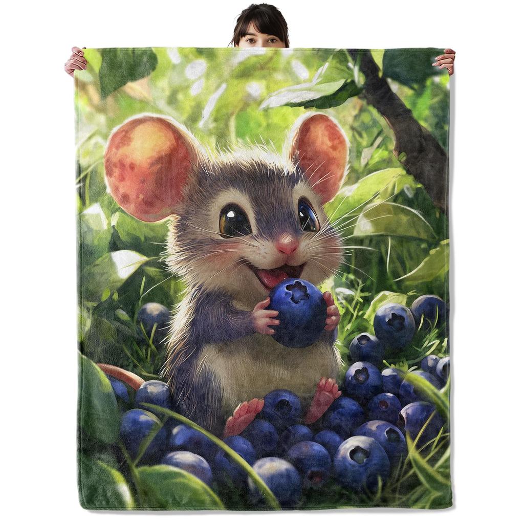 Cute Fruit Blueberry Blanket Soft Lightweight Cozy Flannel Throw Blanket for Bedroom Sofa Couch Bed Travel Office Home Decor