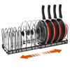 Nuovoware Extendable Frying Pan Rack with 14 Dividers, Frying Pan Stand, Pot Stand, Pot Lid Stand, Pot Storage Rack, Dishes Storage, Plate Storage, Ki