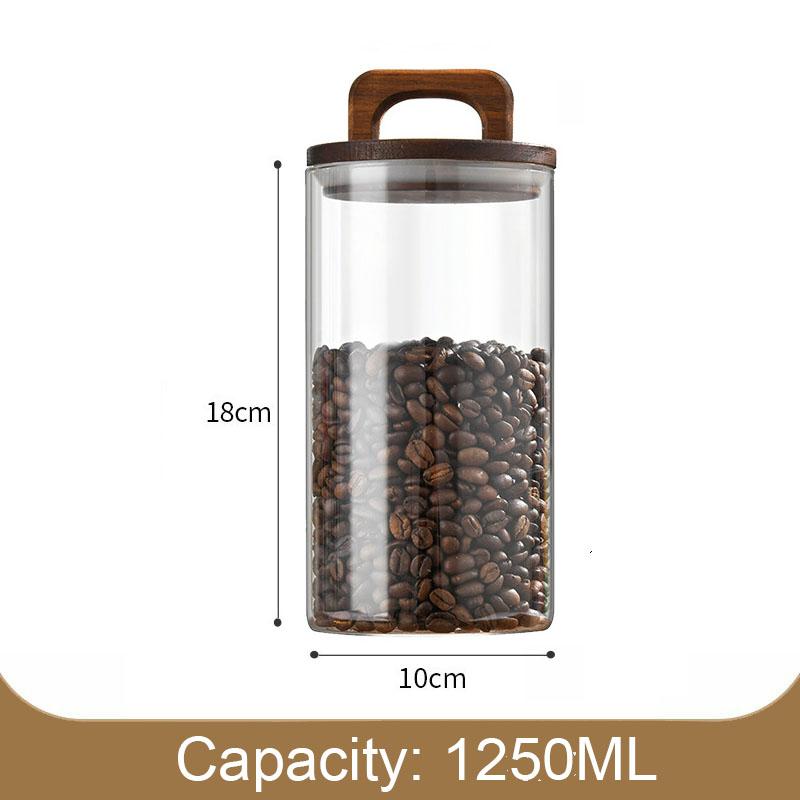 Стеклянная герметичная банка для кофейных зерен, герметичный водонепроницаемый и влагостойкий контейнер, банка для хранения пищевых зерен и конфет