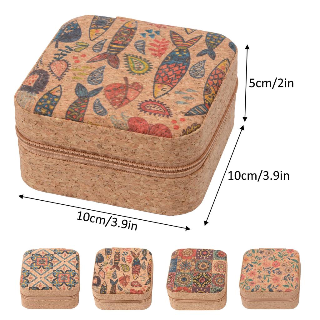 Винтажная пробковая шкатулка-органайзер для ювелирных изделий Bohemia Portable Earrings Storage Box Flowers Retro Collar Storage Case Display Travel