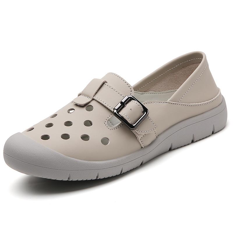 Одна педаль, маленькие кожаные туфли, женские осенние туфли на плоской подошве, повседневная мягкая подошва и две белые туфли.