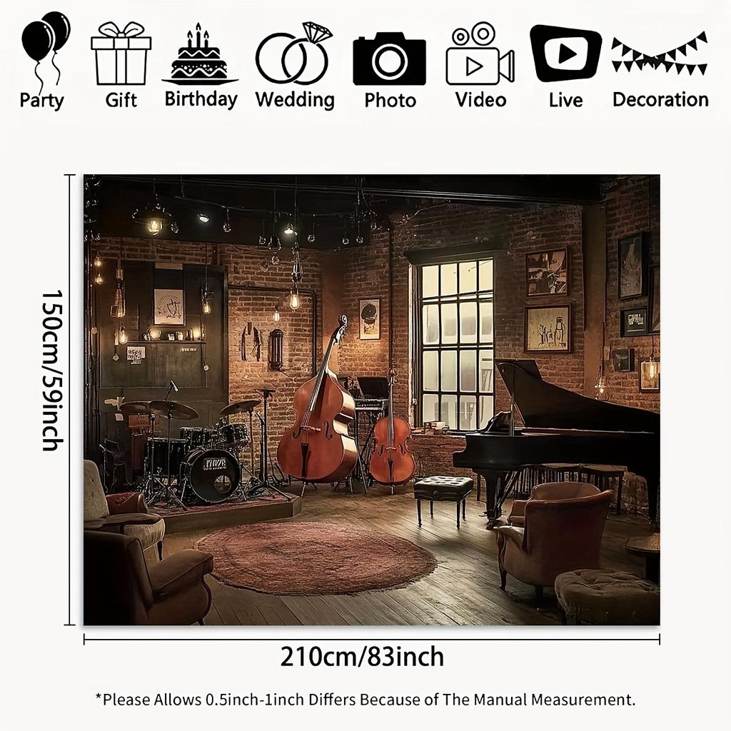 One vintage photography backdrop - vintage musical instrument decoration, nostalgic style decoration
