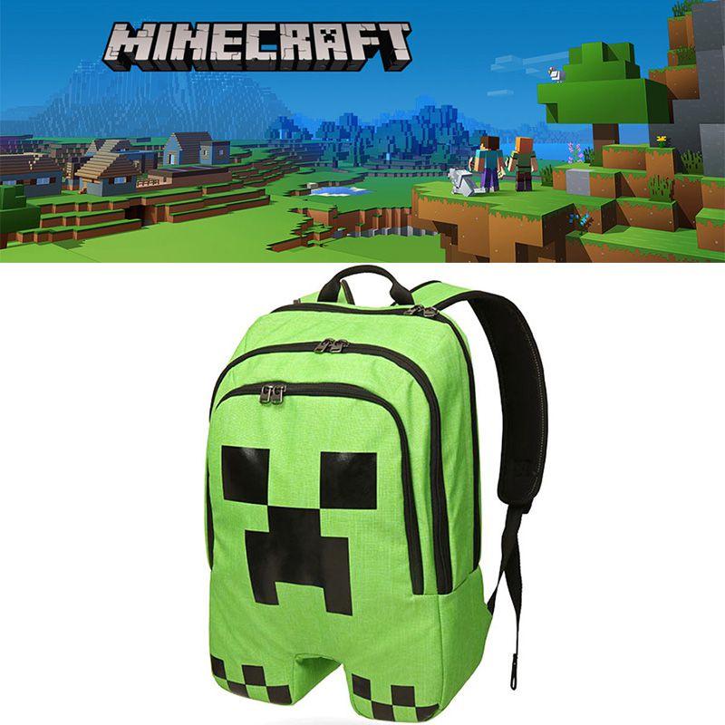 Зеленый рюкзак Minecraft Creeper для школы, путешествий и других целей, большая вместимость, прочный материал Оксфорд