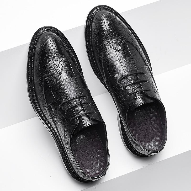 Весенние и летние мужские туфли Brock Carved, мужские деловые кожаные туфли с острым носком, на шнуровке, кожаные туфли 9701-X