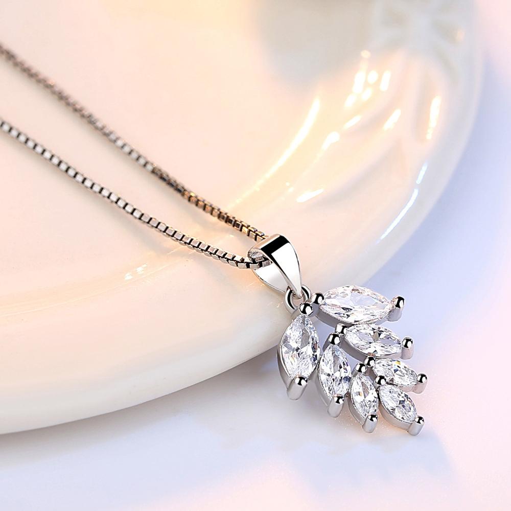 Новое 925 стерлингового серебра Женские ожерелья Подвеска в виде ледяного листа Мода Универсальный Темперамент Высокое качество Ожерелье Ювелирные Изделия Подарок