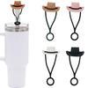 4Pcs Straw Cover Cowboy Hat Shape Silicone Straw Topper Reusable Straw Lid Tumbler Accessories for Home Party Bar