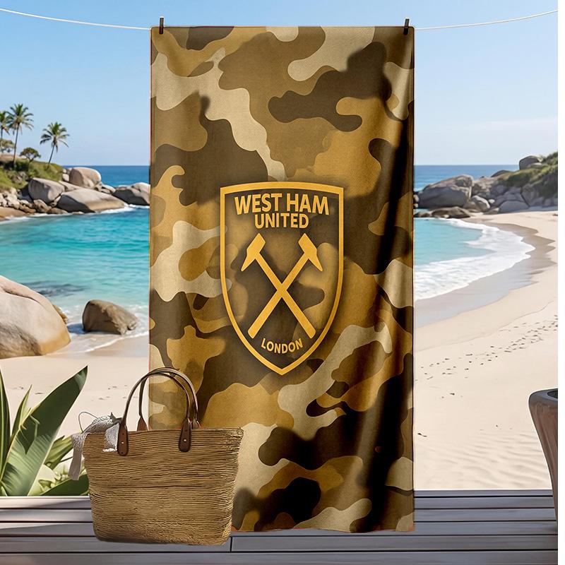 Пляжное полотенце West Ham United Football Print, Большое мягкое быстросохнущее полотенце для пляжа, кемпинга, плавания