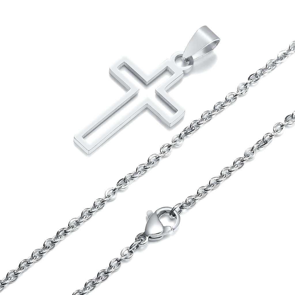 Повседневные полые necklaces с крестом для мужчин и мальчиков, водонепроницаемый кулон-крест из нержавеющей стали, религиозные украшения для веры и молитвы, подарок