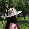 Portable Folding Fan Hat Silk Sun Hat Jewelry Wide Brim Hat  Summer