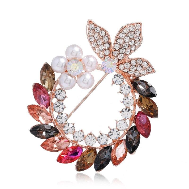 Blucome Броши-цветы со стразами для женщин, элегантная свадебная булавка, корсаж, зимние украшения, 5 цветов, высокое качество