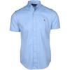 Polo Logo Embroidered Single Button Short Sleeve Shirt Men Shirts Blue 710648103-002