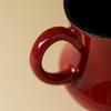 Forbidden City red three-legged teacup with handle Kung Fu tea set small household tea cup high-end ceramic tea drinking small master cup