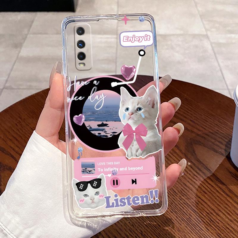 Jelly Casing For VIVO Y70S / IQOO U1 Fundas Capa Clear Silicone Soft TPU Back Cover Cute Cat Rabbit Heart Protective Case Coque