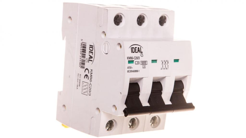 Circuit breaker 3P C 20A 6kA AC KMB6-C20/3 VDE 23150