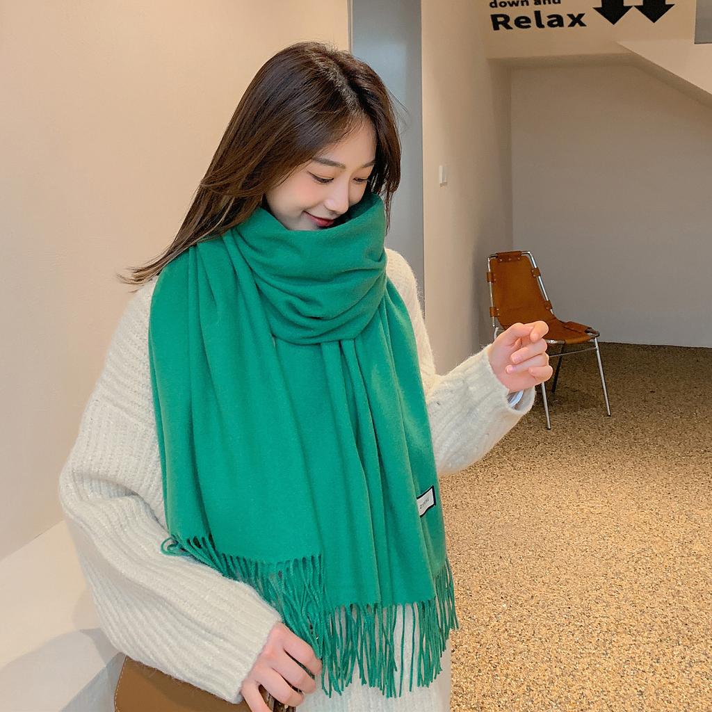 Women'S Thick Warm Solid Color Scarf Autumn And Winter New Style Cashmere Scarf Versatile Wool Scarf
