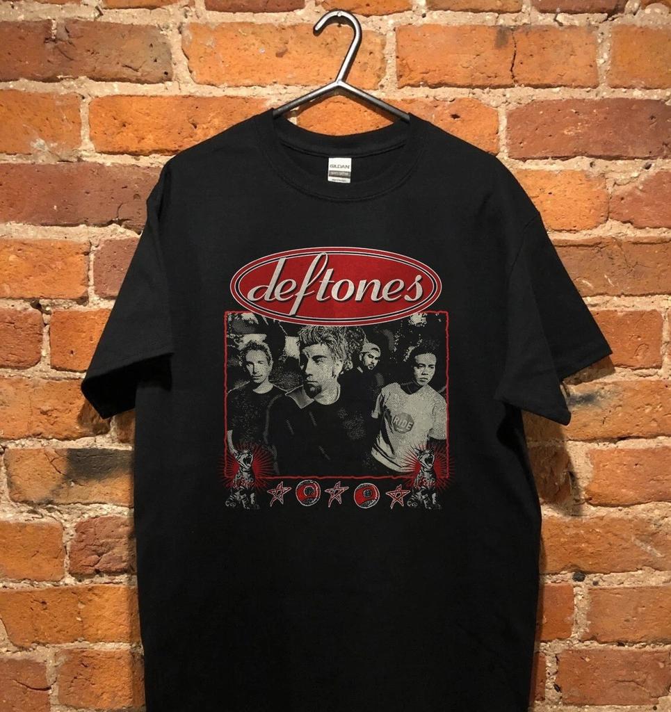 HOT! Deftones Band Classic Black Black Heavy Cotton T-Shirt
