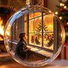 Indoor Outdoor Festive Decor Glowing Christmas Story Ornament, Light-Up 3D Hanging Ball with Warm LED, Mini Seasonal Home Decoration Supplies Holiday