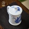 Керамическая кружка для чая Jingdezhen, расписанная вручную сине-белым пейзажем
