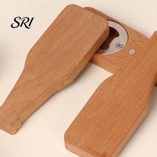 Bottle Opener Fridge Magnet Wooden Refrigerator Manual Beer Opening Decorative Tool Home Office Kitchen Locker Decoration Portable