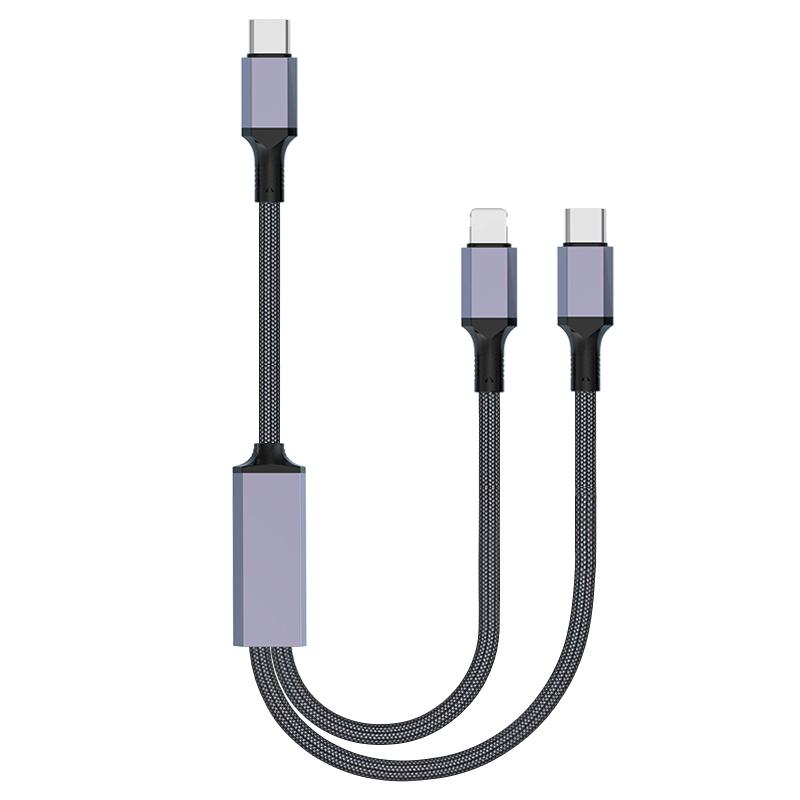 Professional Factory 100W Fast Charger Cable 0.5/1.2/2/3 Meters 2-in-1 Type-C/USB Data Transfer for iPhone Smartphone Laptop