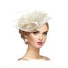Шляпа-цилиндр в стиле ретро, женский головной убор из имитации льна, с бантами, перьями, сетчатыми акцентами, шляпка-фасинатор, аксессуар для волос