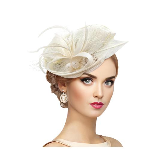 Topper Hat Retro Style Imitation Linen Women Headwear Bows Feathers Mesh Accents Fascinator Hat Hair Accessory