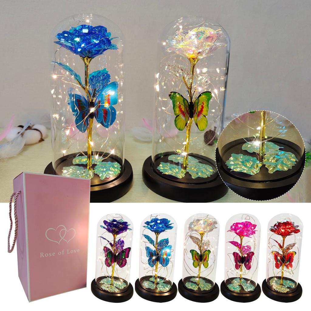 Artificial Rose Flowers Glass Rose LED Light Galaxy Rose Gift For Valentine's Day