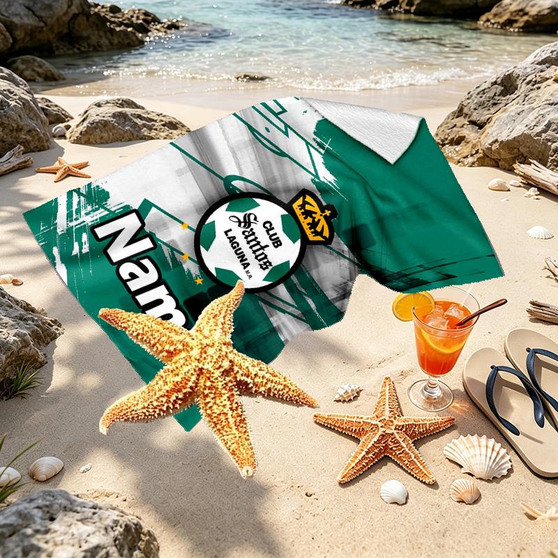 Custom Name Personalized Club Santos Laguna Print Beach Towel, for Trip Camping Beach Party Home Decor, Birthday Gift for Family & Friends