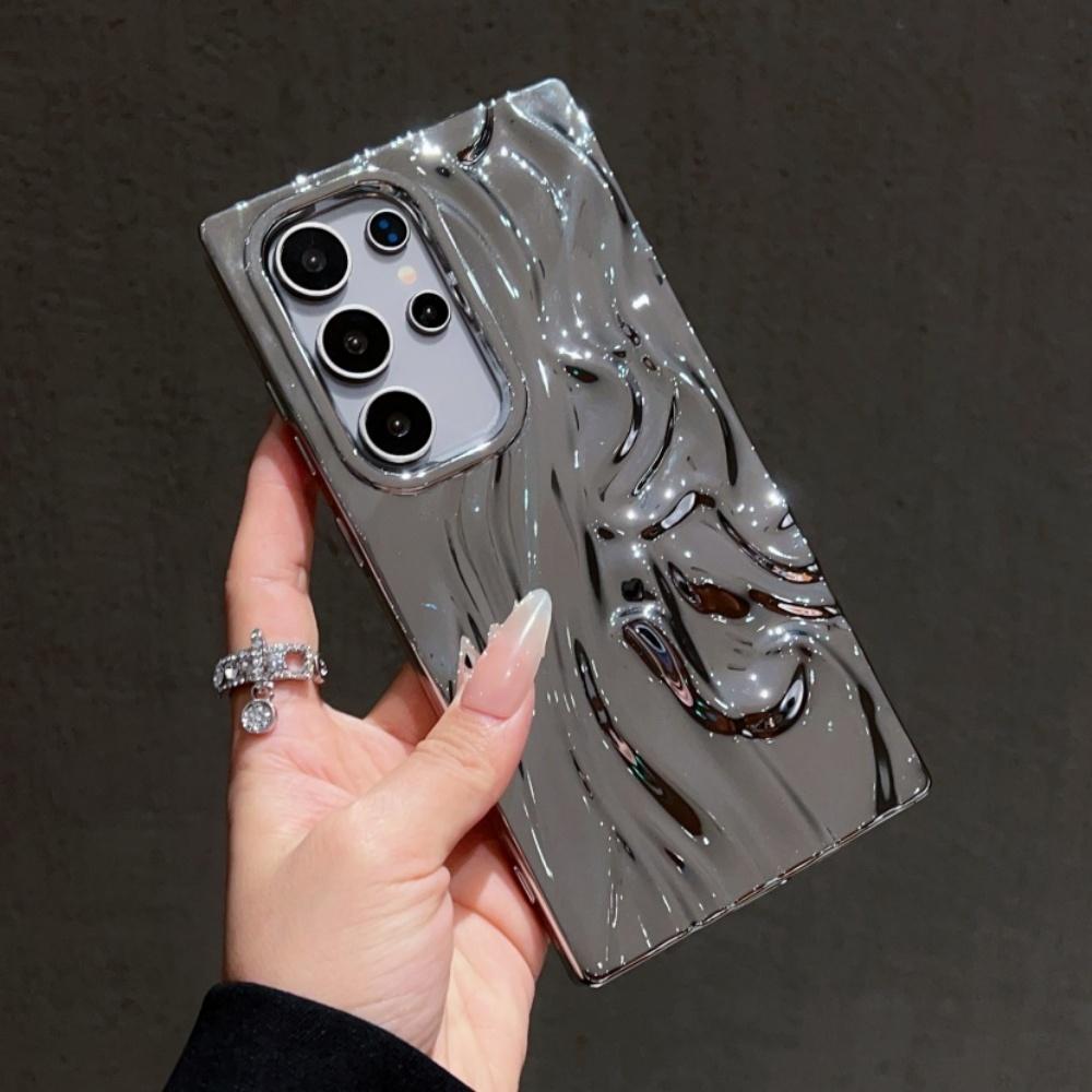 Роскошный Электроplated 3D Чехол с Текстурой Водной Ряби для Samsung S25 S26 S24 Ultra S26 Plus S23 FE Фиолетовый Ударопрочный Чехол