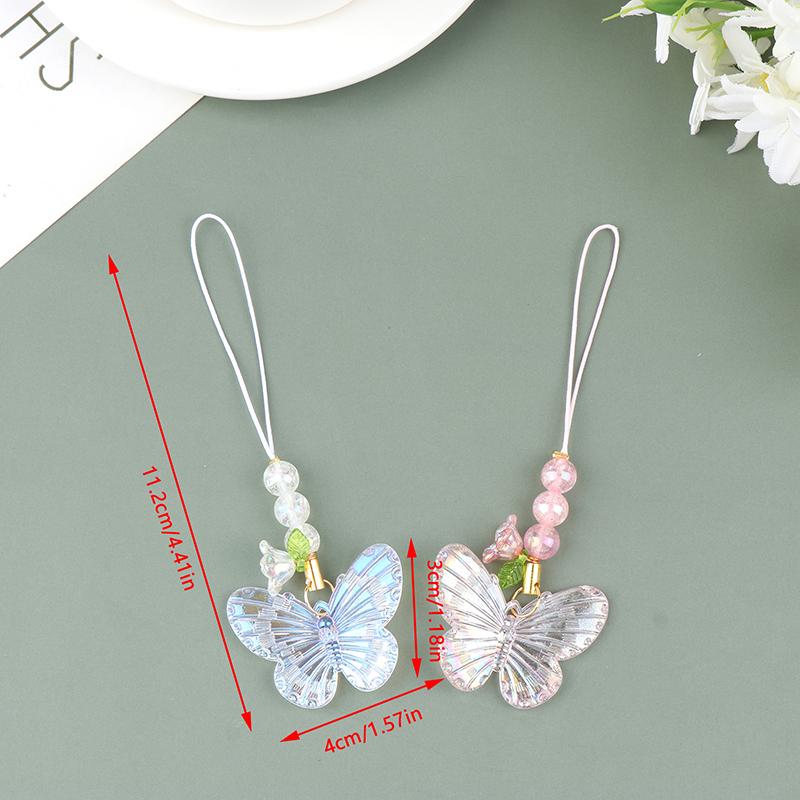Cute Sweet Butterfly Pendant Phone Lanyard Cellphone Case Strap For Girls  Phone Chains Car Keychain