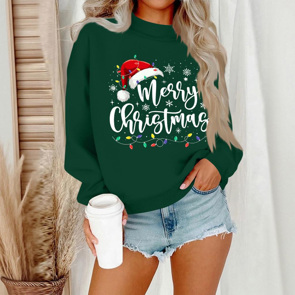 Women's Casual Fashion Round Neck Long Sleeve Christmas Printed Sweatshirt