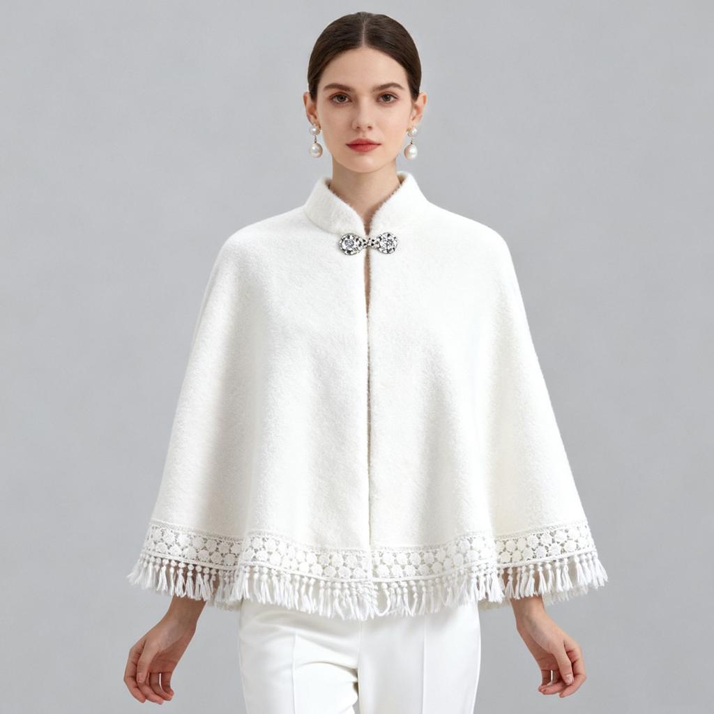 Ципао из искусственного меха норки с шалью и кисточками, короткий кардиган для тепла осенью и зимой