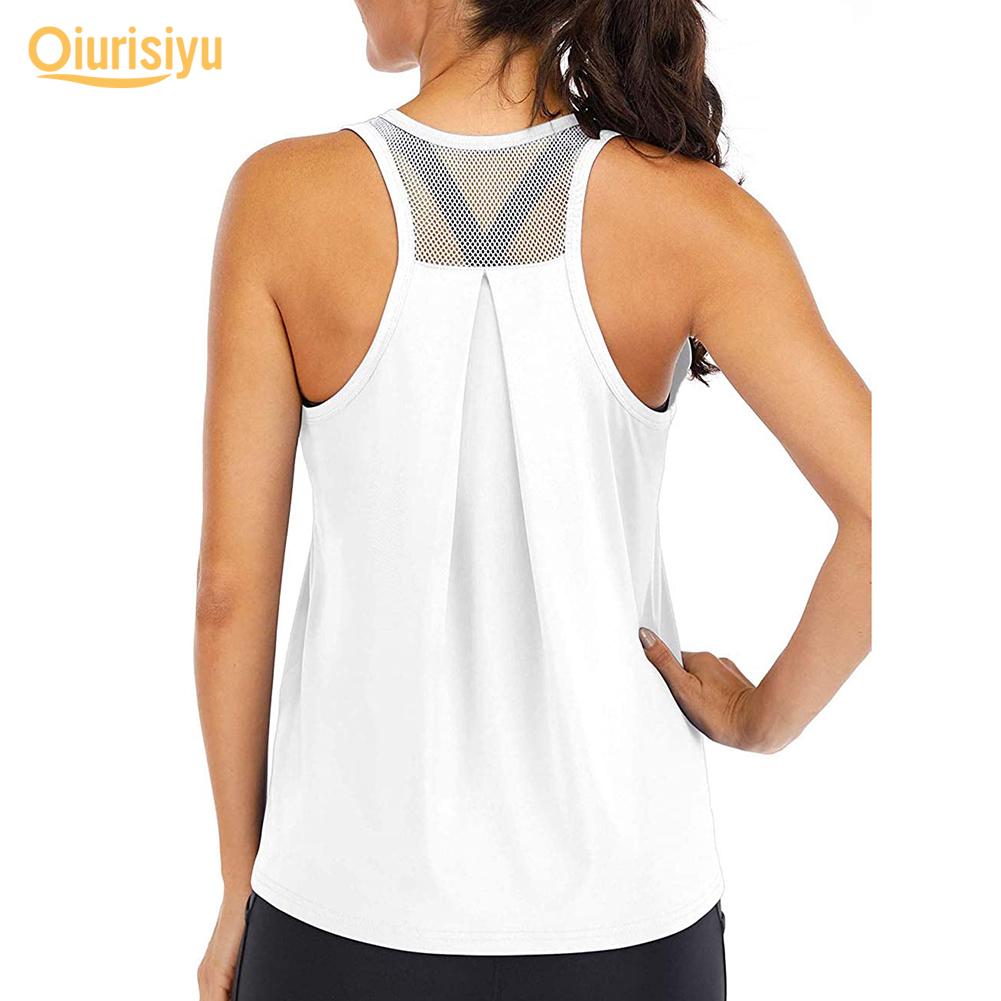 Women Solid Color O Neck Sleeveless Quick Dry Raceback Vest