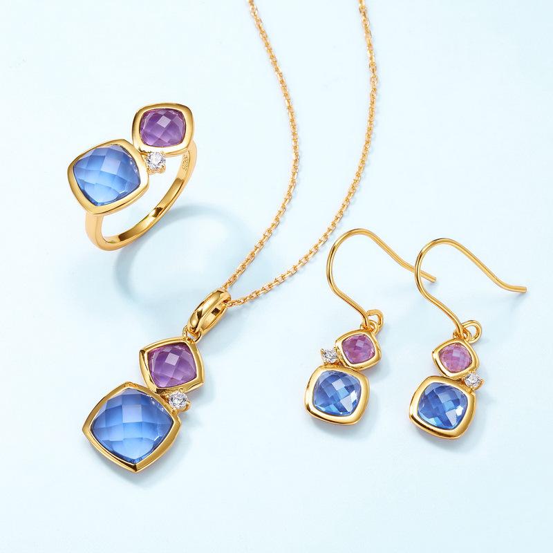 European-American Cross-border Zircon Ring: Women's S925 Sterling Silver, Two-Tone Candy Design, Light Luxury, Colored Zircon, Index Finger Ring