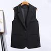 Women Vest Sleeveless Double Buttons Western Style Slim Fit Cardigan Suit Coat Pure Color Deep V Neck Formal Business Style Lady Waistcoat